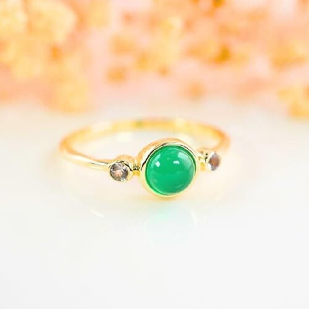 8813 18K Gold Plated 925 Sterling Silver Gemstone Ring , Round Shape - Picture 5 of 7